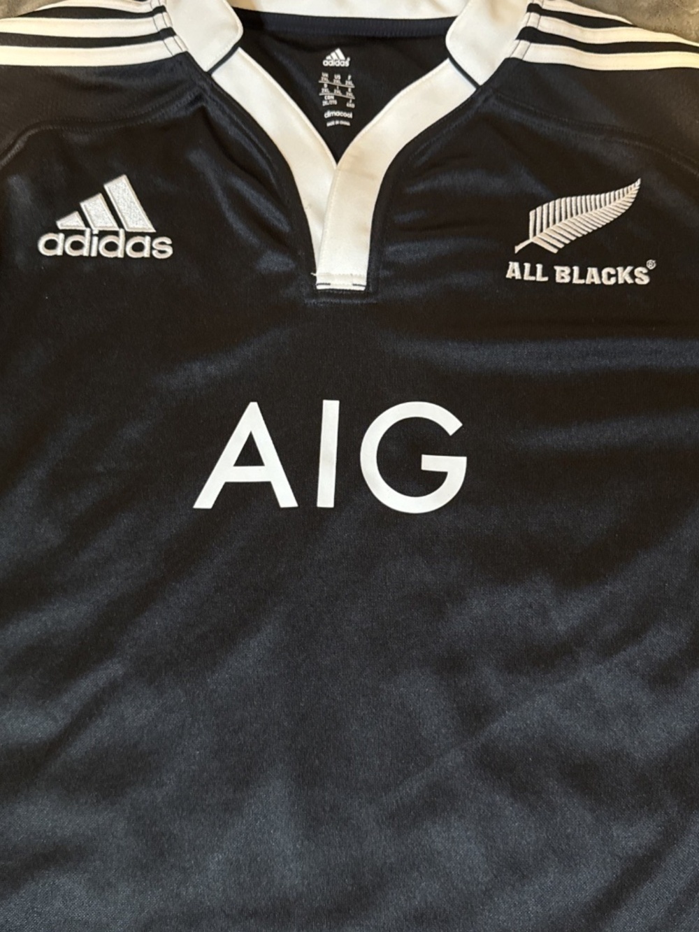 Adidas New Zealand All Blacks Rugby Jersey Men’s 2XL AIG ClimaCool Black